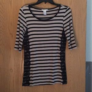 Striped shirt with lace detail